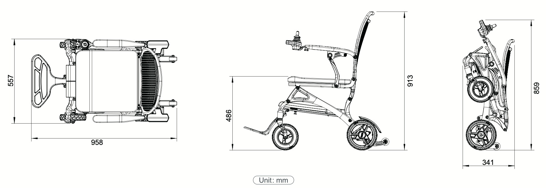 カーボンファイバー製折り畳み電動車椅子　Model DNK